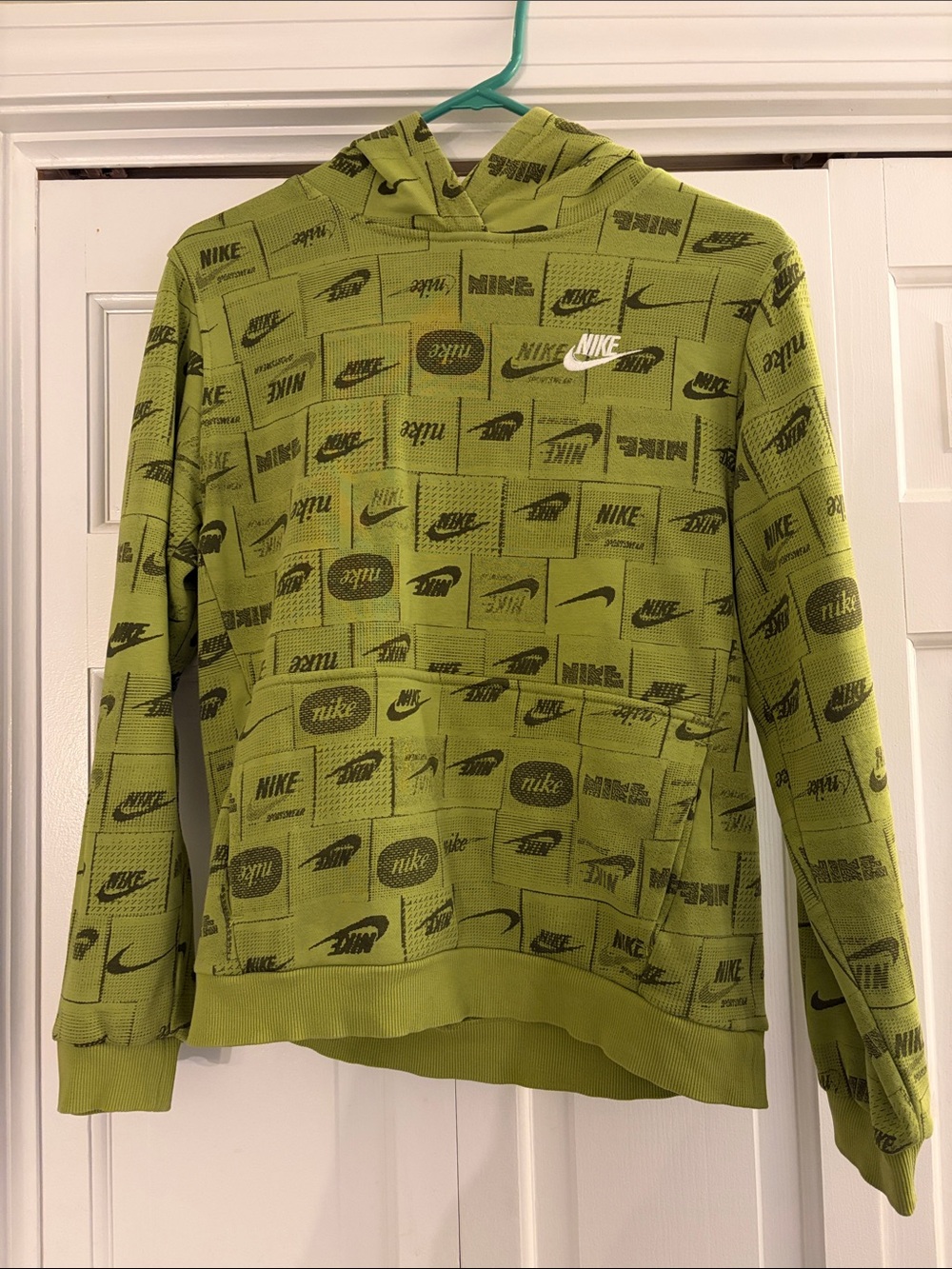 Nike Olive Green All-Over Logo Hoodie
